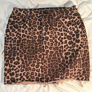 Good American Leopard Denim Stretch mini Skirt